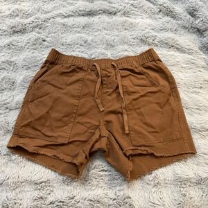Katin Mens Brown Corduroy Drawstring Shorts Raw Hem Size Medium Tobacco Surf